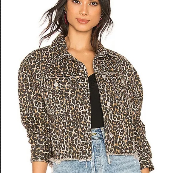 Free People Jackets & Blazers - Free People Cropped Cheetah Denim Jacket Leopard